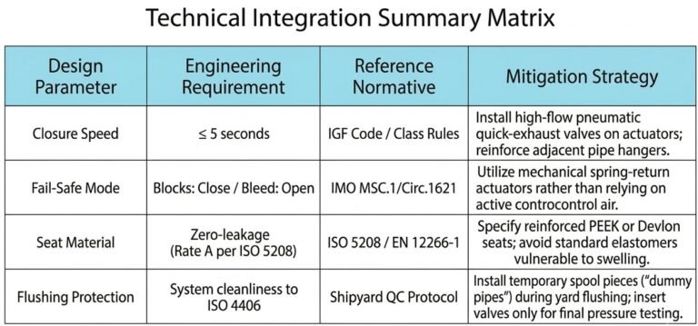 ESD purge sequence timing for double block and bleed valves on a methanol fuel train